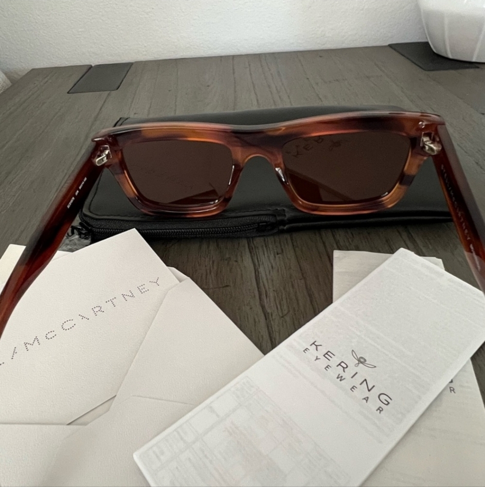 NWT HAVANA ORANGE STELLA McCARTNEY SC0197S 004 SQUARE SUNGLASSESS. ☆ - Picture 10 of 11